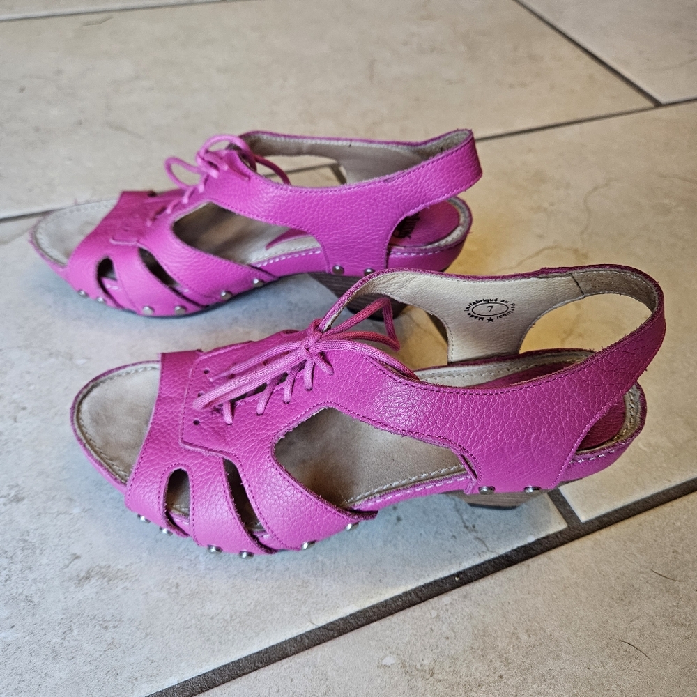 Hot Pink Fluevog Joni Sandals